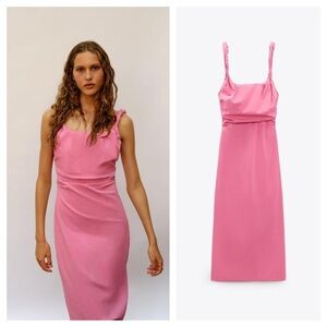 Zara Twisted Strappy Ruched Midi Dress 3269/371
